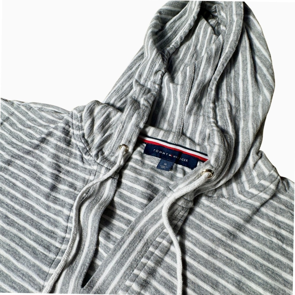 Tommy Hilfiger Y2K 90's Preppy‎ Med. Hoodie Striped Long Sleeve Pullover Womens